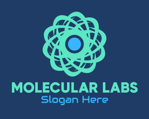 Molecular - Green Nuclear Atom logo design