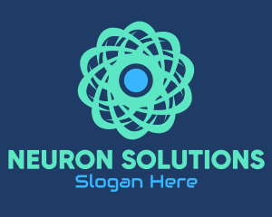 Neuron - Green Nuclear Atom logo design