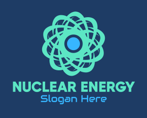 Nuclear - Green Nuclear Atom logo design
