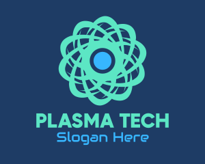 Plasma - Green Nuclear Atom logo design