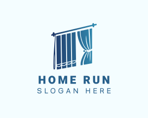 Blue Home Decor Curtain logo design