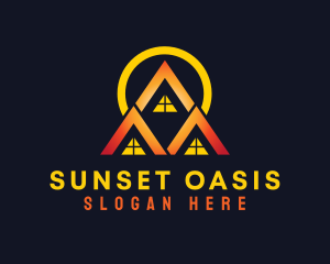 Triangle Village Sunset logo design