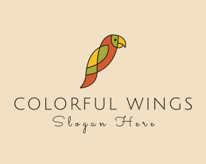 Stained Glass Parrot Bird logo design