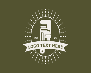 Installer - Hipster Banner Plumbing Wrench logo design