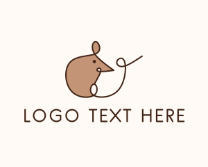 Monoline - Cute Rat Animal logo design