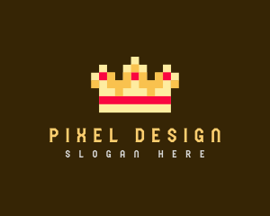 Pixelated Royal Crown logo design