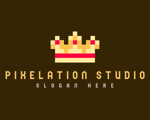 Pixelated Royal Crown logo design