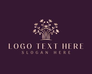 Terrarium - Natural Flower Tree logo design