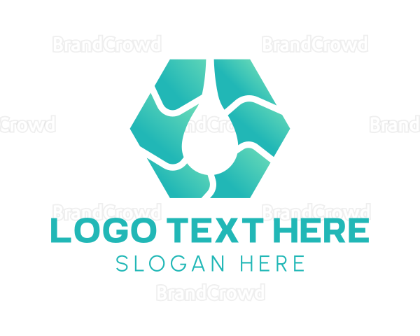 Hexagon Wave Line Droplet Logo