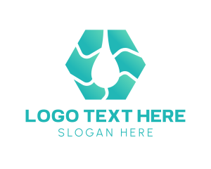 Water Purification - Hexagon Wave Line Droplet logo design