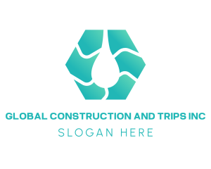 Water Conservation - Hexagon Wave Line Droplet logo design