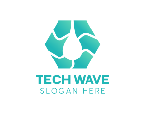 Hexagon Wave Line Droplet logo design