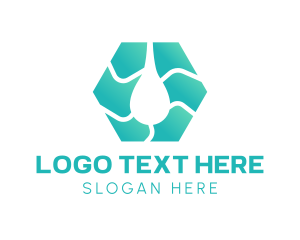Water Service - Hexagon Wave Line Droplet logo design