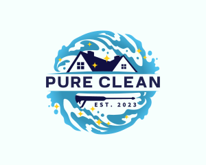 Wave Pressure Wash Cleaning logo design