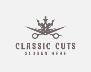 Crown Scissors Barber logo design