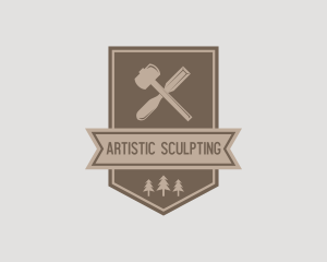 Sculpting - Mallet Chisel Carpentry logo design