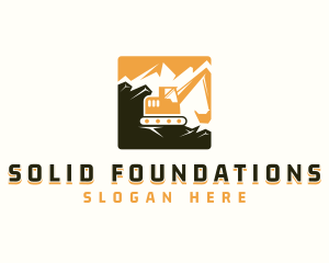 Heavy Equipment - Mountain Quarry Excavation logo design