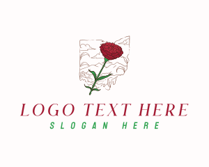 Map - Ohio Scarlet Carnation Flower logo design