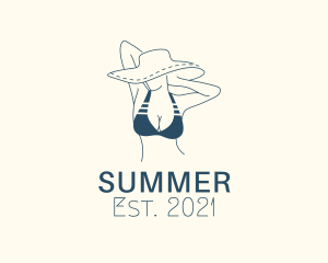 Blue Summer Stylish Lady  logo design