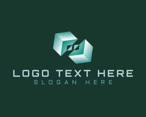 Geometric - Cube Tech Block logo design