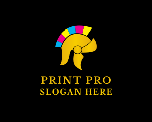 Printer - Ink Spartan Helmet logo design