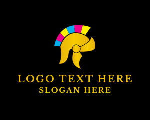 Letterpress - Ink Spartan Helmet logo design
