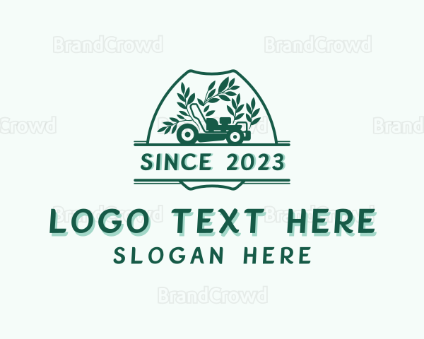 Lawn Mower Leaf Landscaping Logo