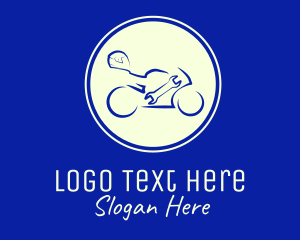 Motorbike - Blue Motorbike Gear Wrench logo design