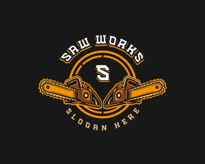 Chainsaw Wood Lumberjack logo design