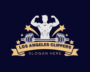Muscle Bodybuilder Barbell Logo