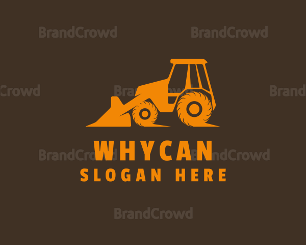 Orange Front Loader Construction Logo