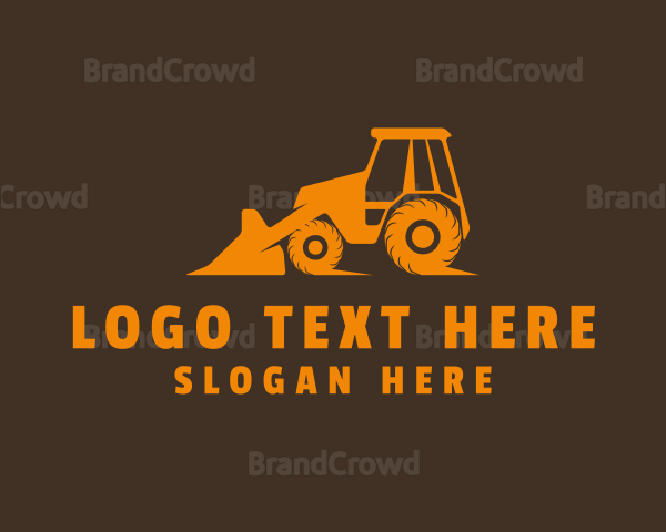 Orange Front Loader Construction Logo