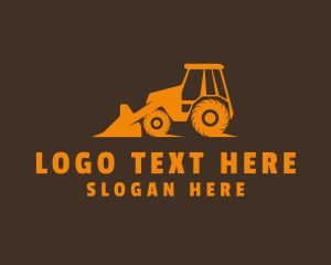 Worker - Orange Front Loader Construction logo design