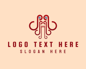 Stick Figure - Octopus Seafood Tentacle logo design