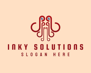 Squid - Octopus Seafood Tentacle logo design