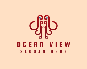 Octopus Seafood Tentacle logo design