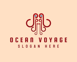 Octopus Seafood Tentacle logo design