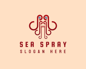 Octopus Seafood Tentacle logo design