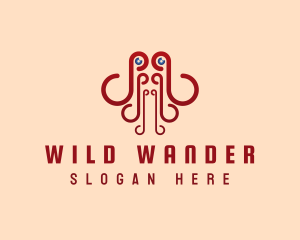 Octopus Seafood Tentacle logo design