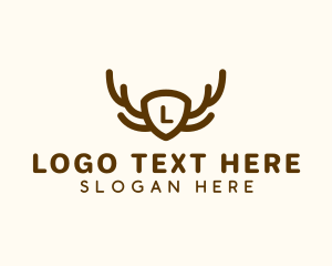 Moose - Deer Antler Shield logo design