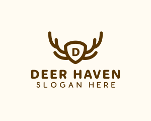 Deer - Deer Antler Shield logo design