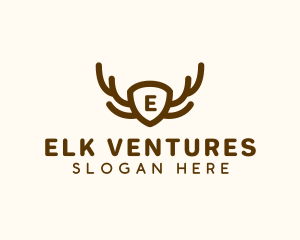 Elk - Deer Antler Shield logo design