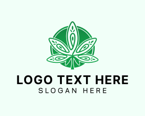 Herbal - Green Marijuana Leaf logo design