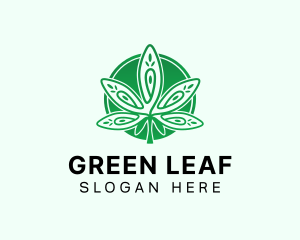 Green Marijuana Leaf logo design