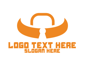 Ox - Orange Bull Lock logo design