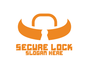 Lock - Orange Bull Lock logo design
