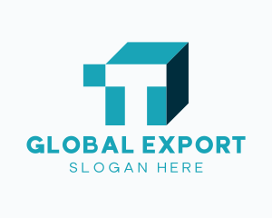 Export - Delivery Box Letter T logo design