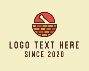 Bricklayer - Brick Mortar Pestle logo design