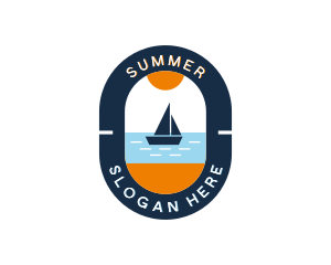 Boat Beach Vacation logo design