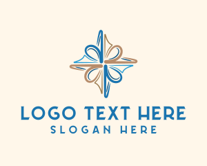 Blue God - Religious Bow Cross logo design